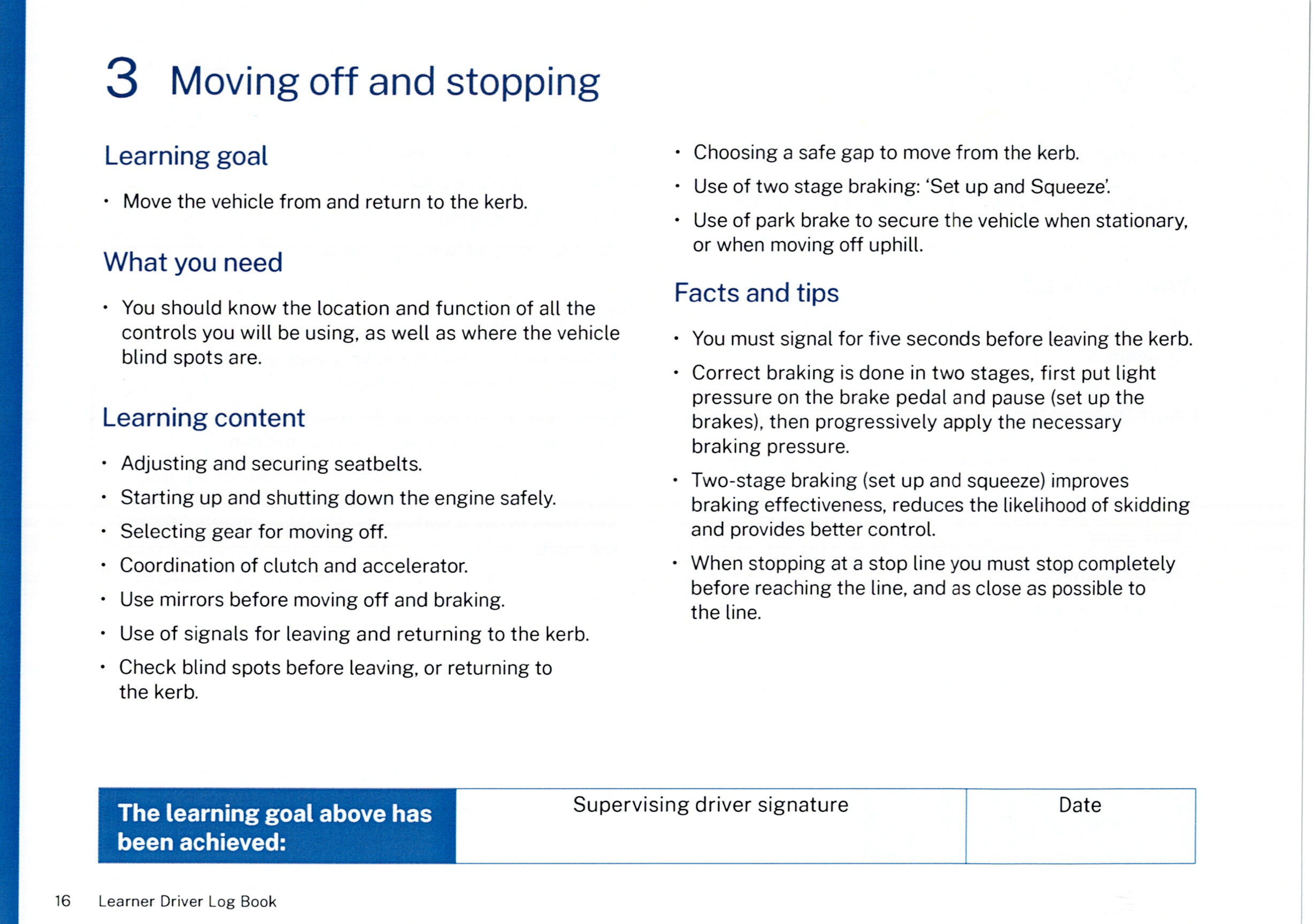Learning Goal 3 Moving off and stopping