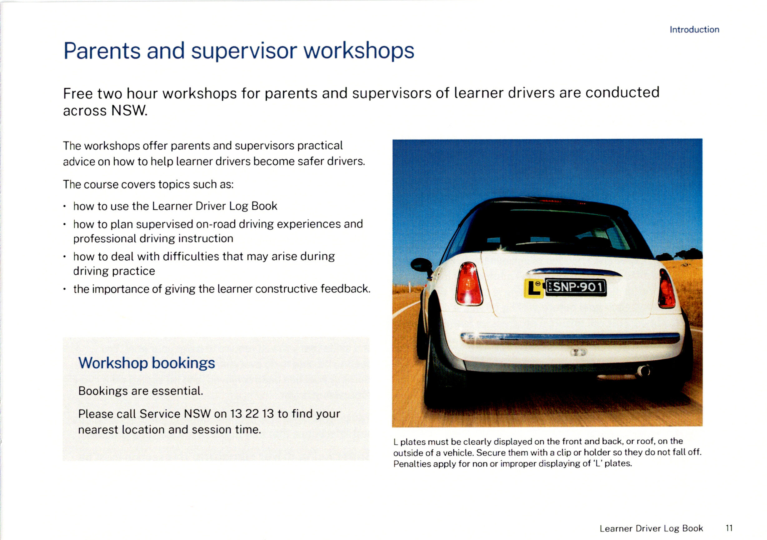 Parents and supervisor workshops NSW Log Book