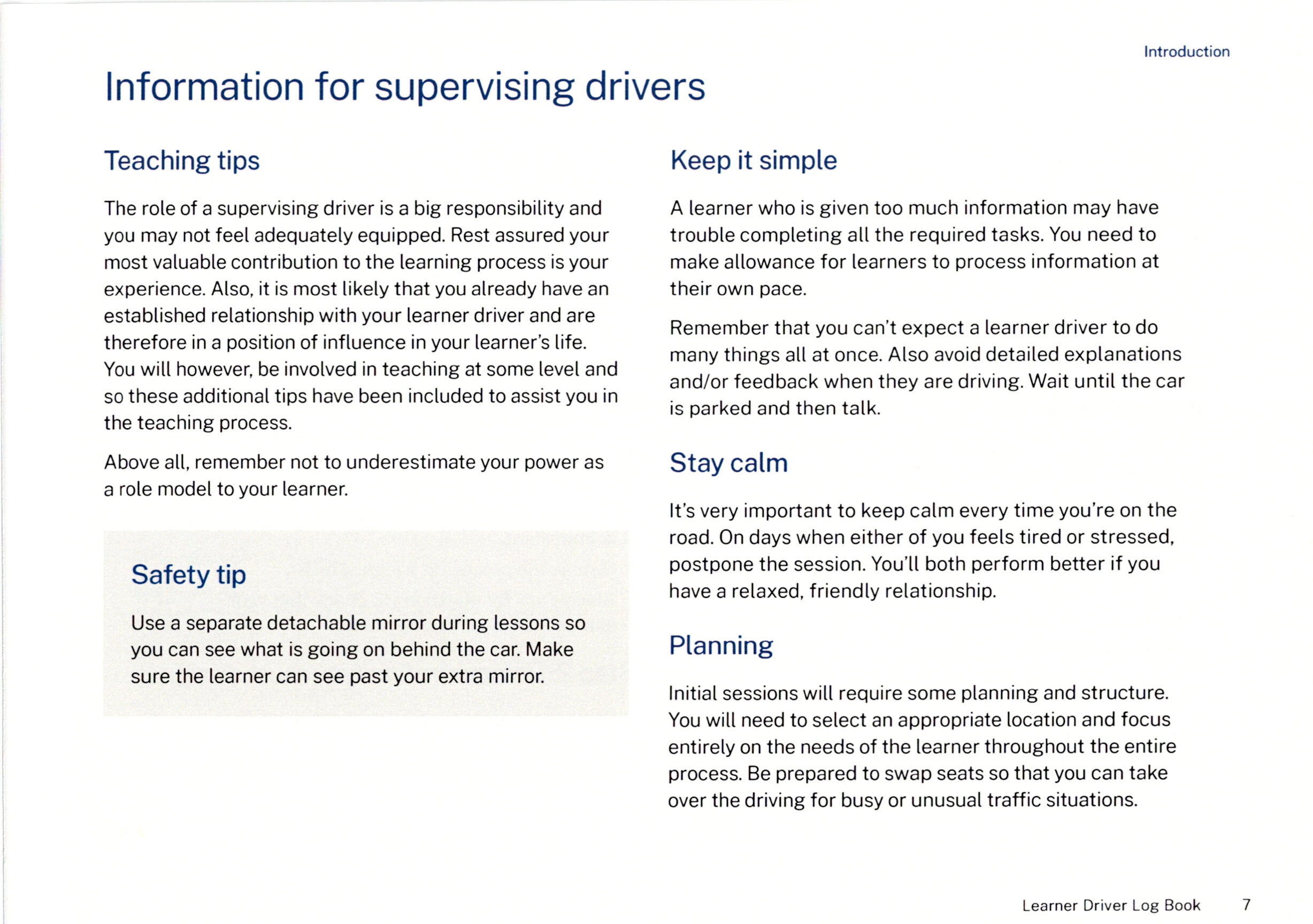 Supervising Driver Teaching Tips and Lesson Planning